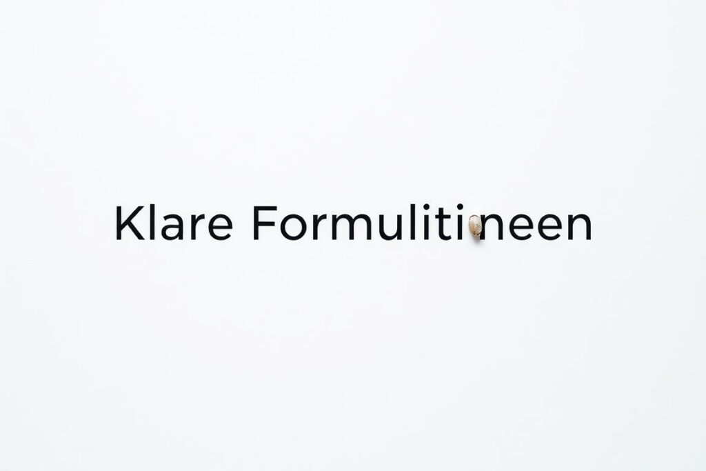 A crisp, minimalist composition depicting the phrase "Klare Formulierungen" in a clean, modern typeface. The text hovers against a soft, muted background, perhaps a subtly textured paper or a gentle gradient. The lighting is soft and diffused, creating a sense of clarity and focus. The camera angle is slightly elevated, lending the image a sense of authority and confidence. Overall, the image conveys the idea of clear, effective communication - a perfect visual representation for the "Tipps für effektives Schreiben" section of the article.